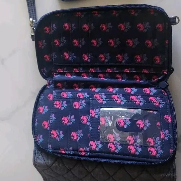 Vera Bradley Blue Denim Quilt Wristlet Crossbody Clutch Bag - Picture 9 of 12